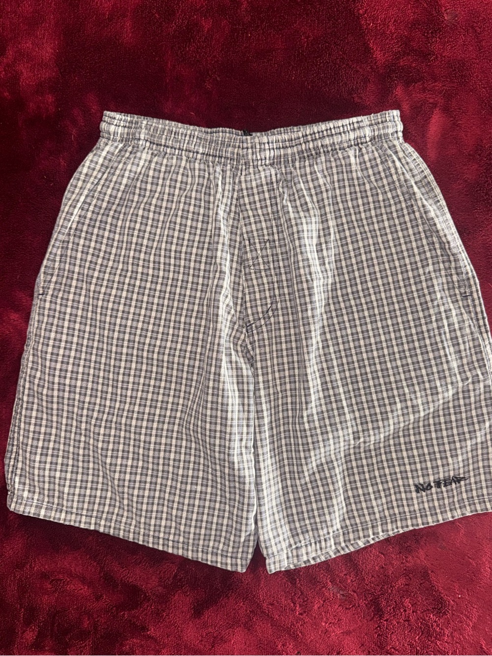 Y2K Mens No Fear Plaid Sweat Shorts W/ The Drawstring Sz M